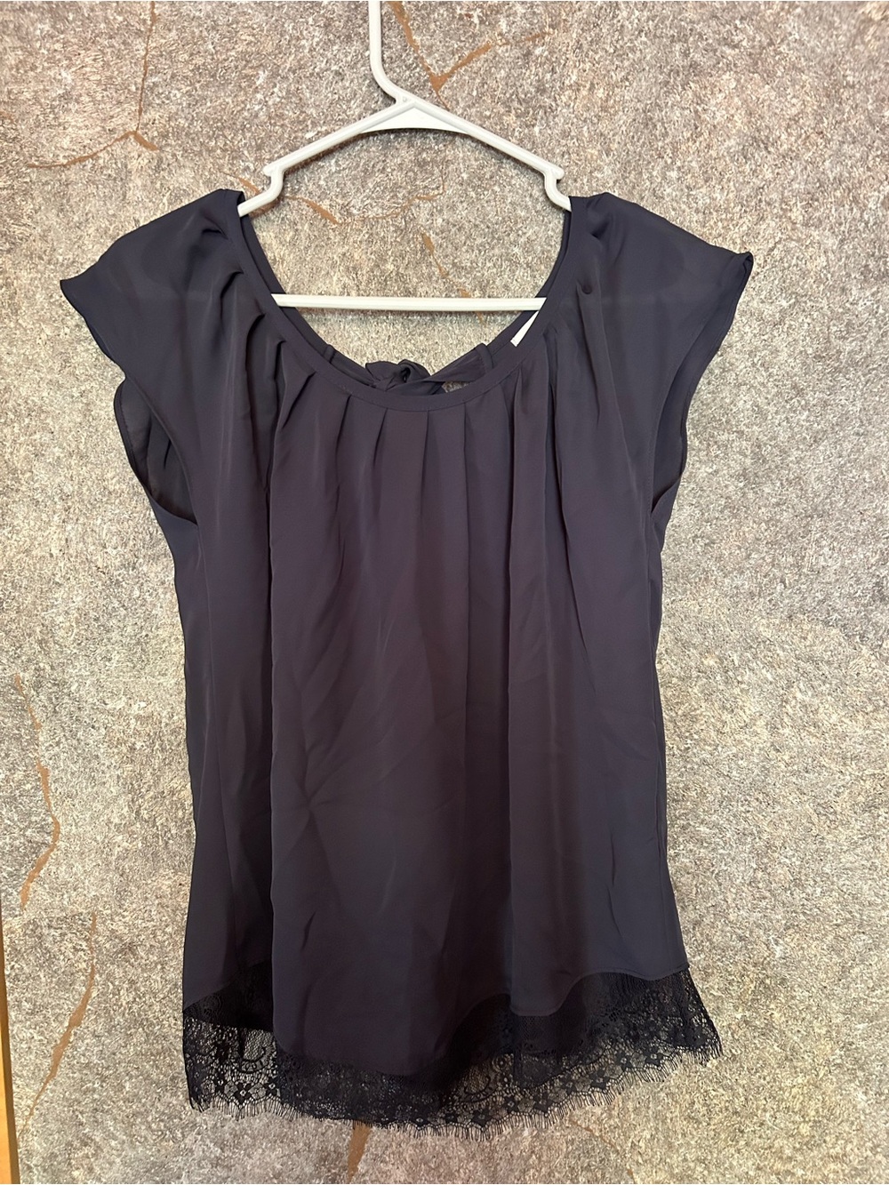 LC Lauren Conrad Lace-Hem Cap Sleeve Blouse